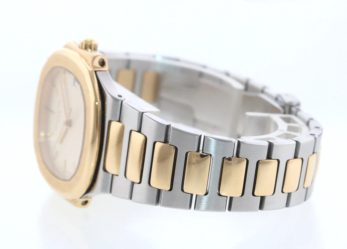 Patek Philippe Nautilus Mad Watch Quartz Movement White Dial Silver And Gold Strap Dated Watch For Men's