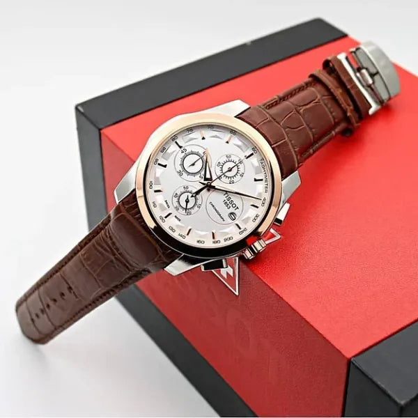 TISSOT TS_384L Chronograph Brown Leather Watch for Men