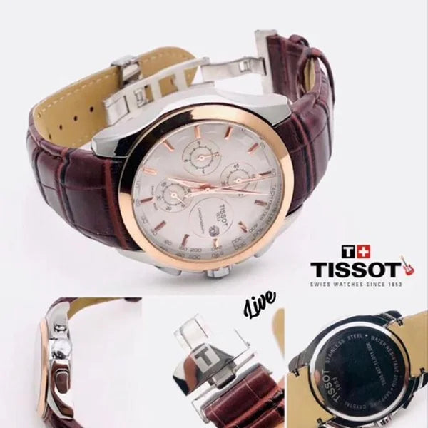 TISSOT TS_384L Chronograph Brown Leather Watch for Men
