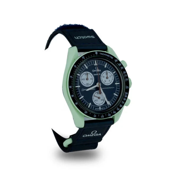 OMEGA X SWATCH MOONSWATCH Mission to The Earth Black Dial with Green Case/Black Strap Bioceramic