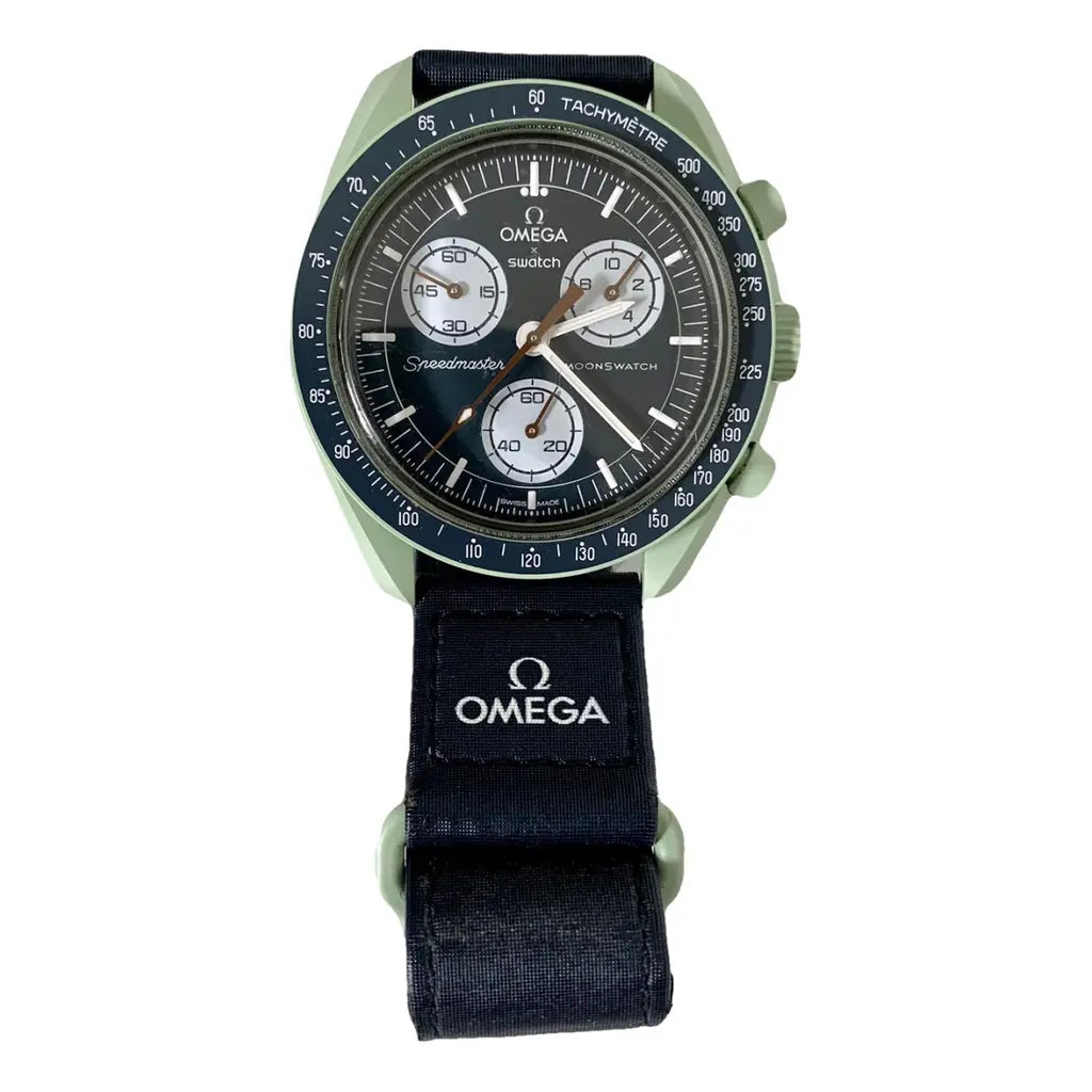 OMEGA X SWATCH MOONSWATCH Mission to The Earth Black Dial with Green Case/Black Strap Bioceramic