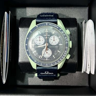 OMEGA X SWATCH MOONSWATCH Mission to The Earth Black Dial with Green Case/Black Strap Bioceramic