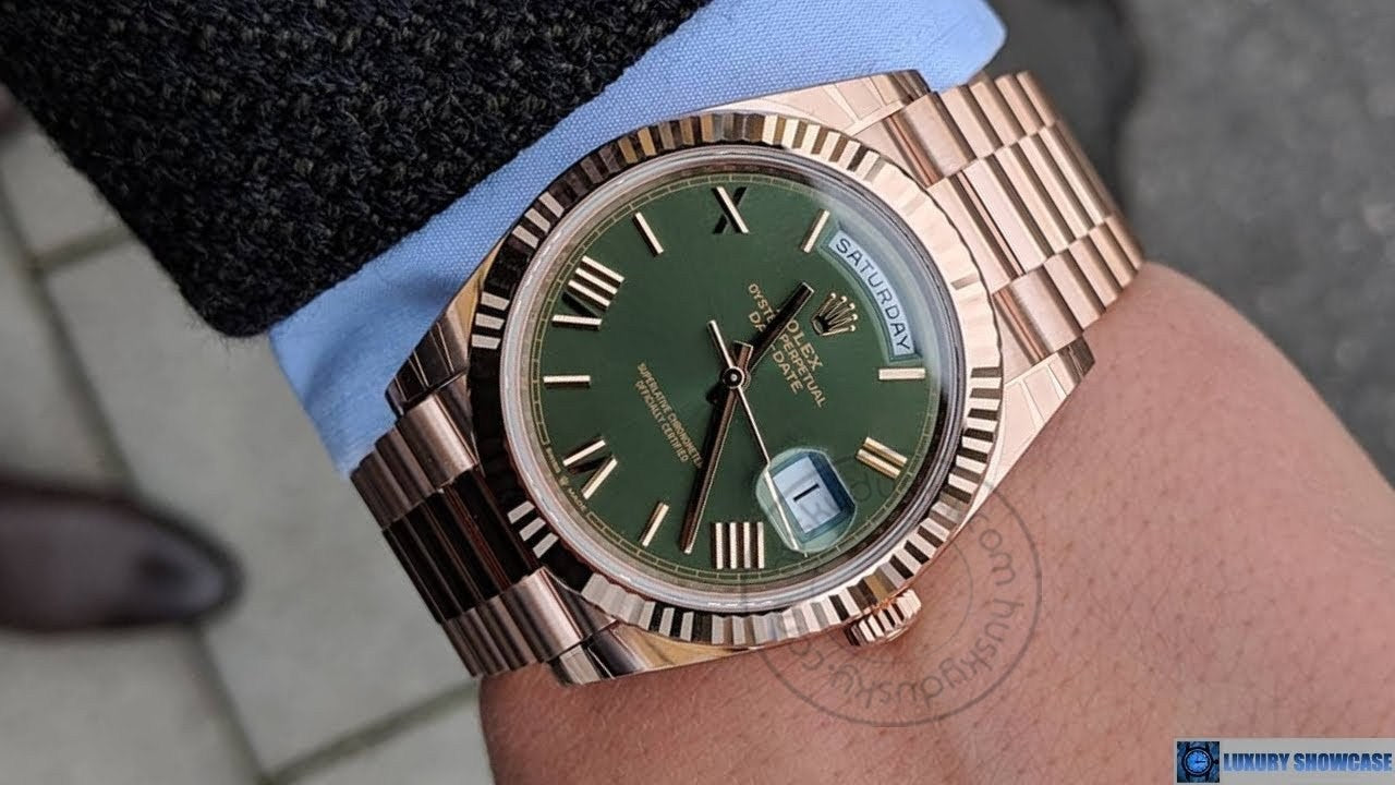 ROLEX OYSTER PERPETUAL Day-Date Green Dial Metal Watch (cell model)