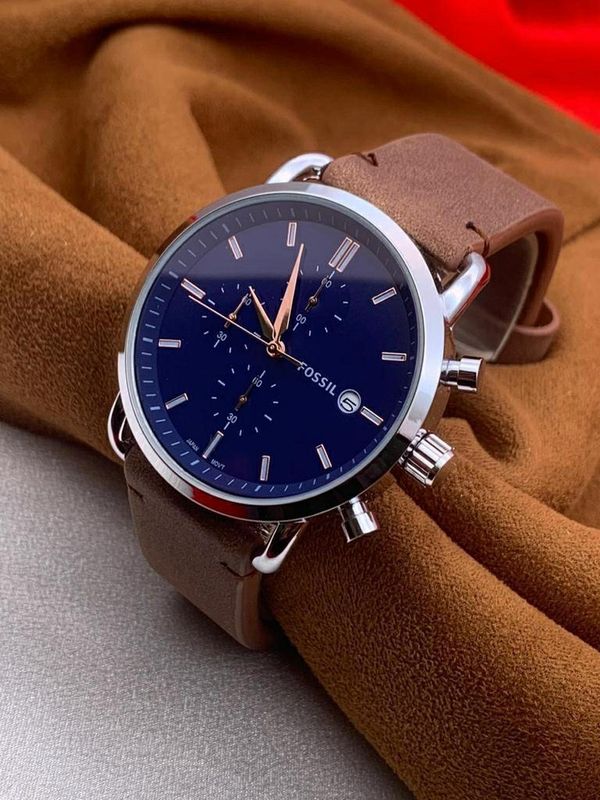 FOSSIL Commuter Blue Dial with Leather Strap