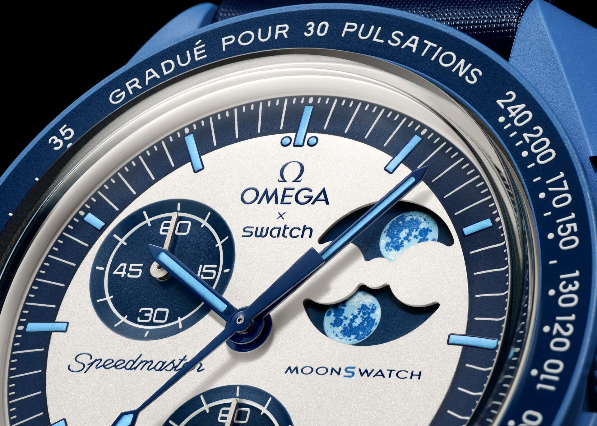 OMEGA X SWATCH MOONSWATCH Mission to the moon White Dial with Blue Case/Blue Strap Bioceramic