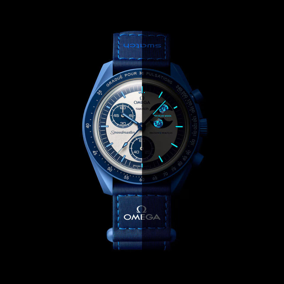 OMEGA X SWATCH MOONSWATCH Mission to the moon White Dial with Blue Case/Blue Strap Bioceramic