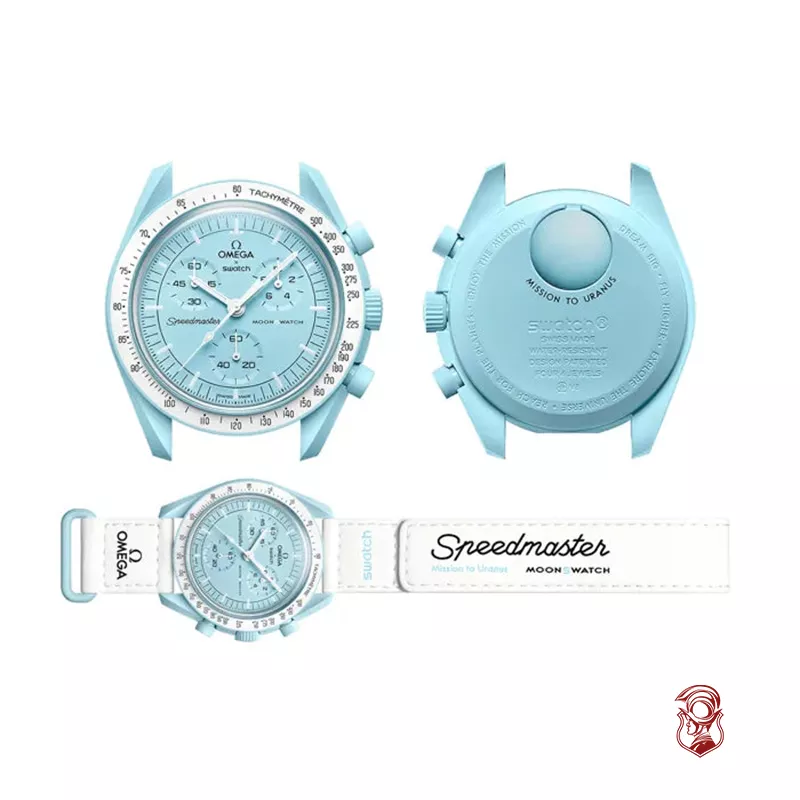 OMEGA X SWATCH MOONSWATCH Mission To The Uranus - Blue Dial/White Strap Bioceramic