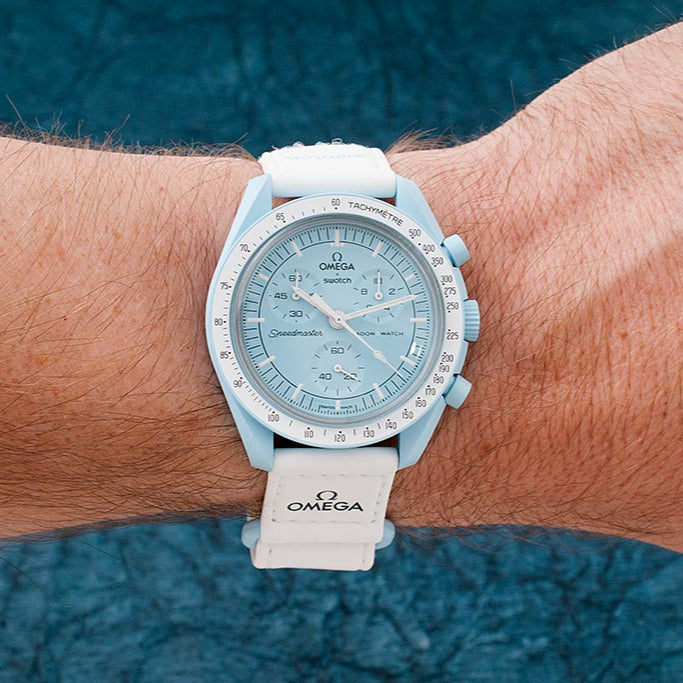 OMEGA X SWATCH MOONSWATCH Mission To The Uranus - Blue Dial/White Strap Bioceramic