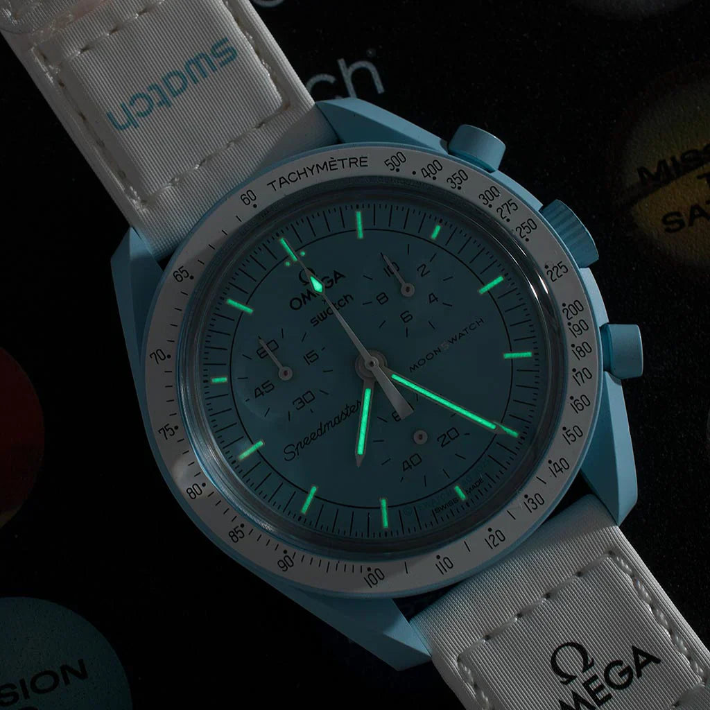 OMEGA X SWATCH MOONSWATCH Mission To The Uranus - Blue Dial/White Strap Bioceramic