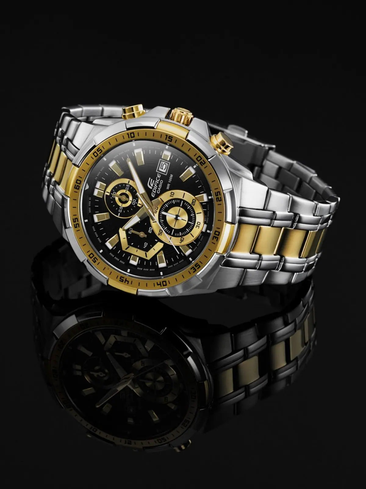 EDIFICE CASIO CHRONOGRAPH Black Dial Gold Metal Men's Watch