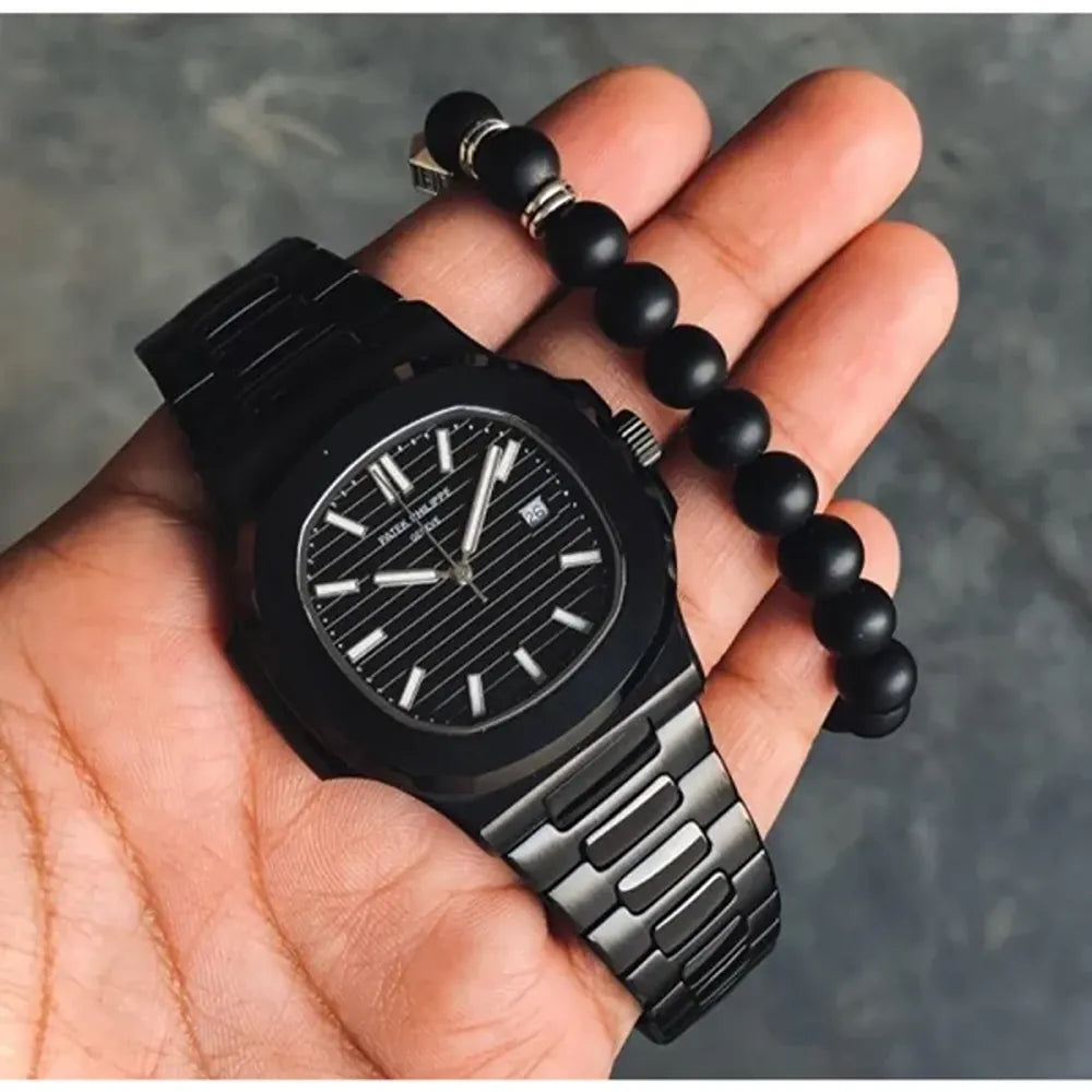 Patek Philippe Nautilus All black - Quartz Movement Dated Watch