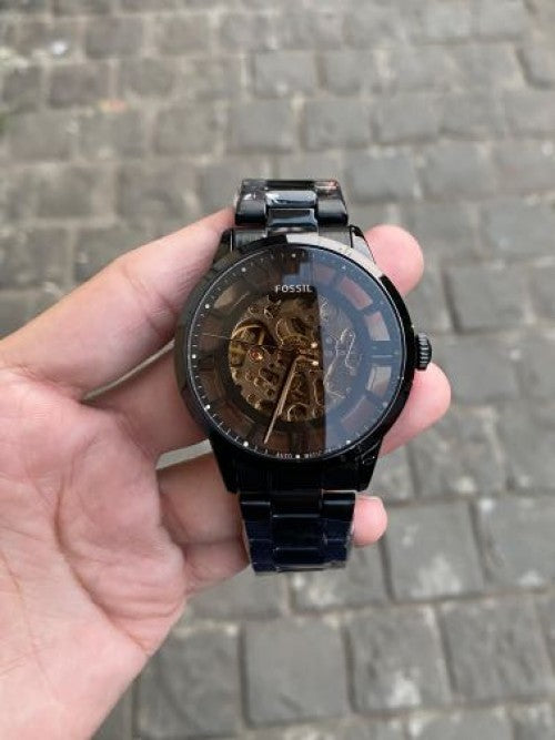 FOSSIL TOWNSMAN SKELETON BLACK CHAIN BELT (AUTOMATIC)