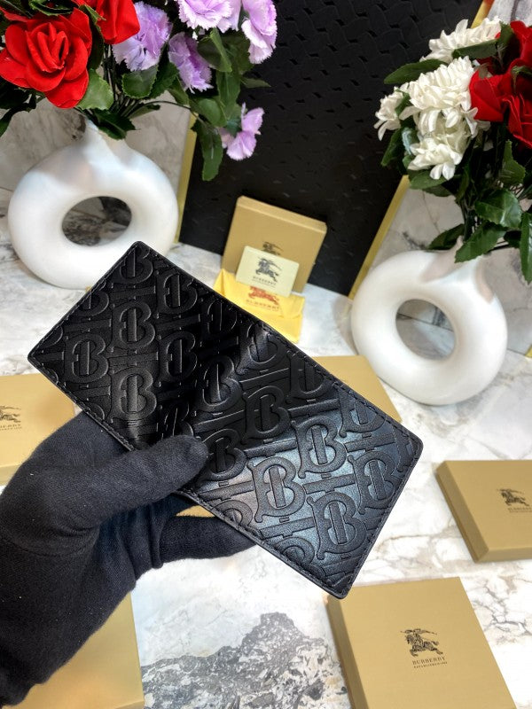 BURBERRY FULL BLACK PRINTED PREMIUM QUALITY WALLET WITH DUST COVER AND BOX