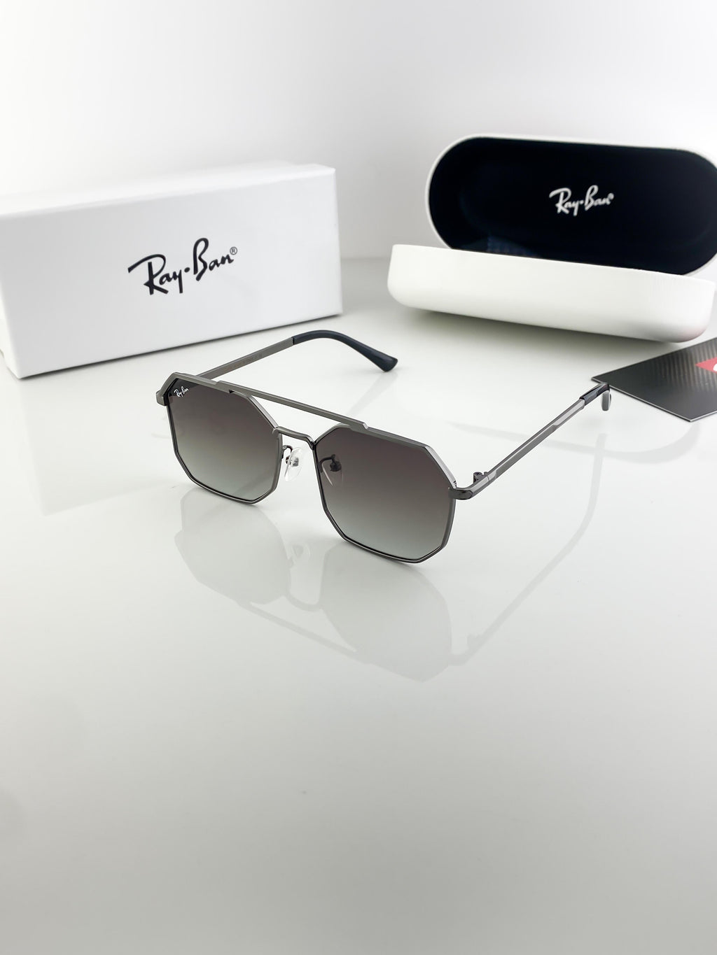 RayBan grey metal sunglasses with original box and kit