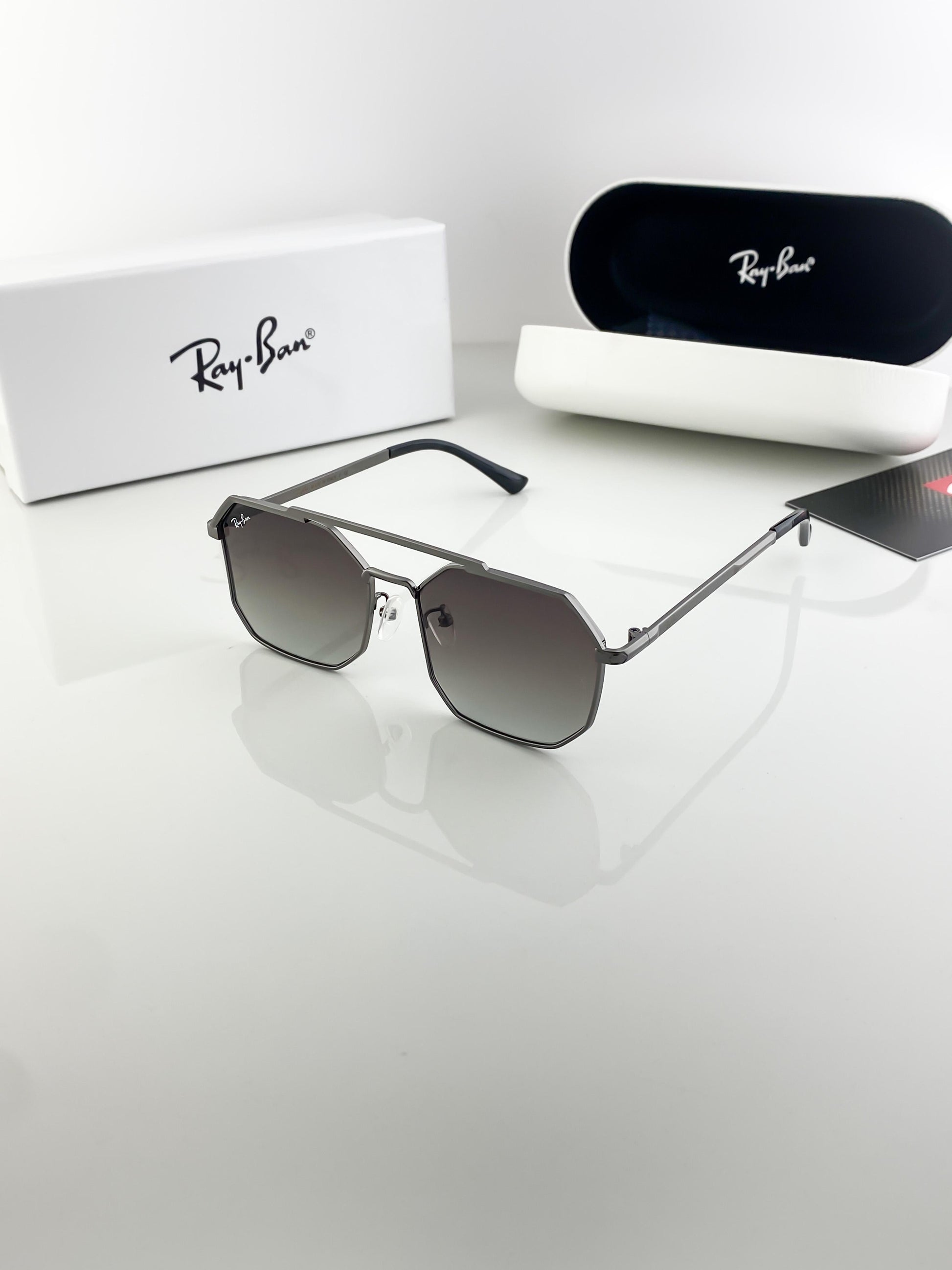 RayBan grey metal sunglasses with original box and kit