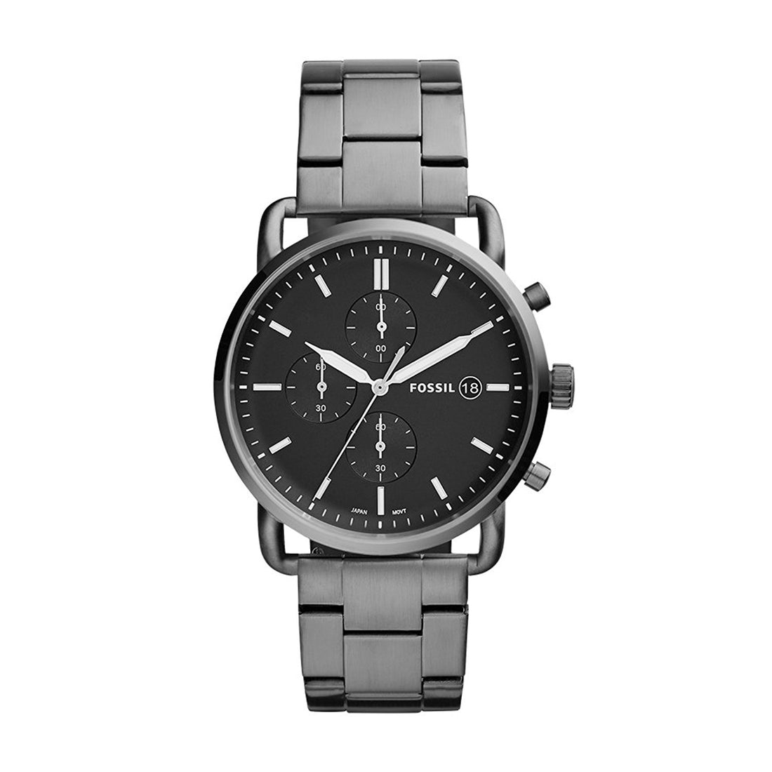 FOSSIL COMMUTER Black Dail with Chornograph Date working  Steel Straps Men's Watch
