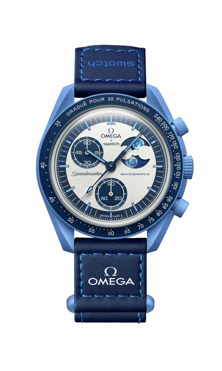 OMEGA X SWATCH MOONSWATCH Mission to the moon White Dial with Blue Case/Blue Strap Bioceramic