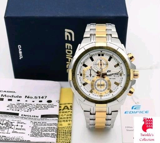 EDIFICE CASIO CHRONOGRAPH White Dial Gold Metal Men's Watch