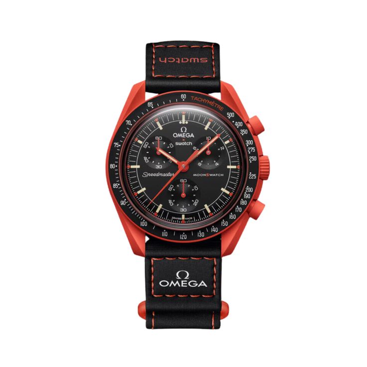 OMEGA X SWATCH MOONSWATCH Mission on earth - lava - orange Dial Case/Black Strap Bioceramic