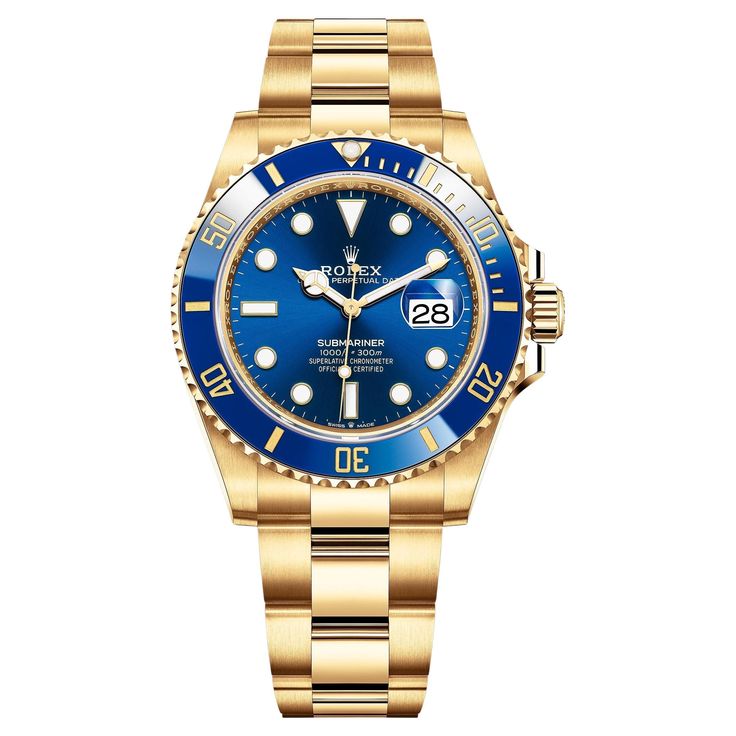 Rolex Submariner Blue Dial gold belt (quartz)