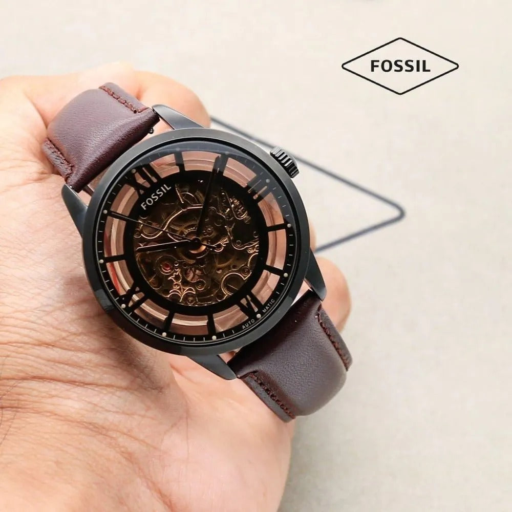 FOSSIL TOWNSMAN Skeleton BROWN BLACK (AUTOMATIC)