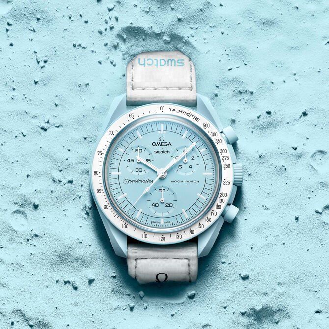 OMEGA X SWATCH MOONSWATCH Mission To The Uranus - Blue Dial/White Strap Bioceramic