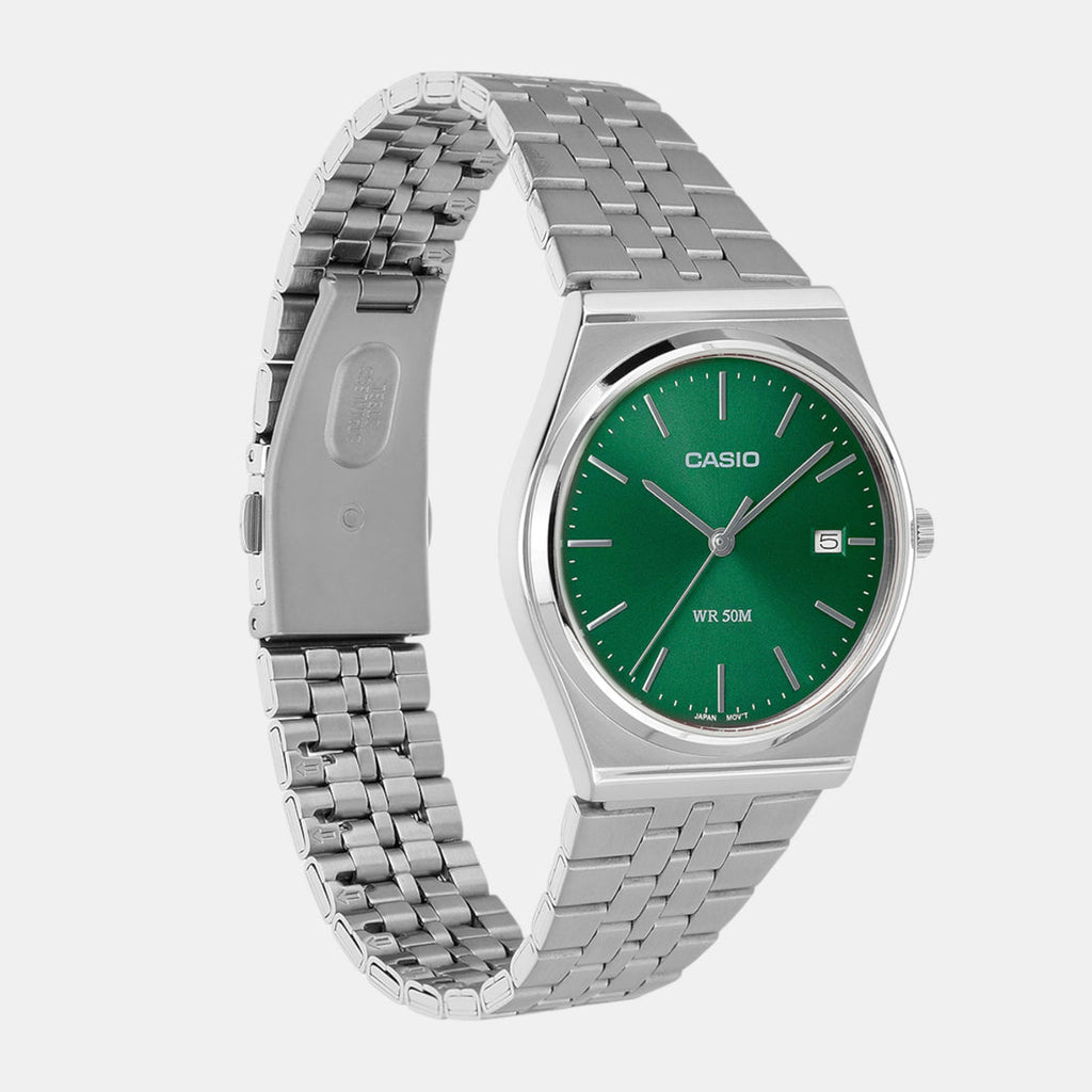 CASIO ENTICER Silver Green Quartz Watch