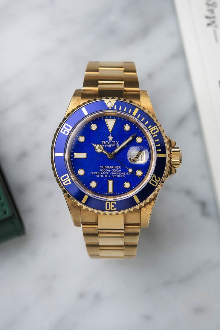 Rolex Submariner Blue Dial gold belt (quartz)