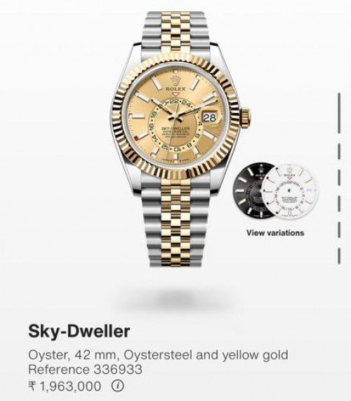 Rolex Sky-Dweller Gold Dial dual tone jubilee belt (automatic)