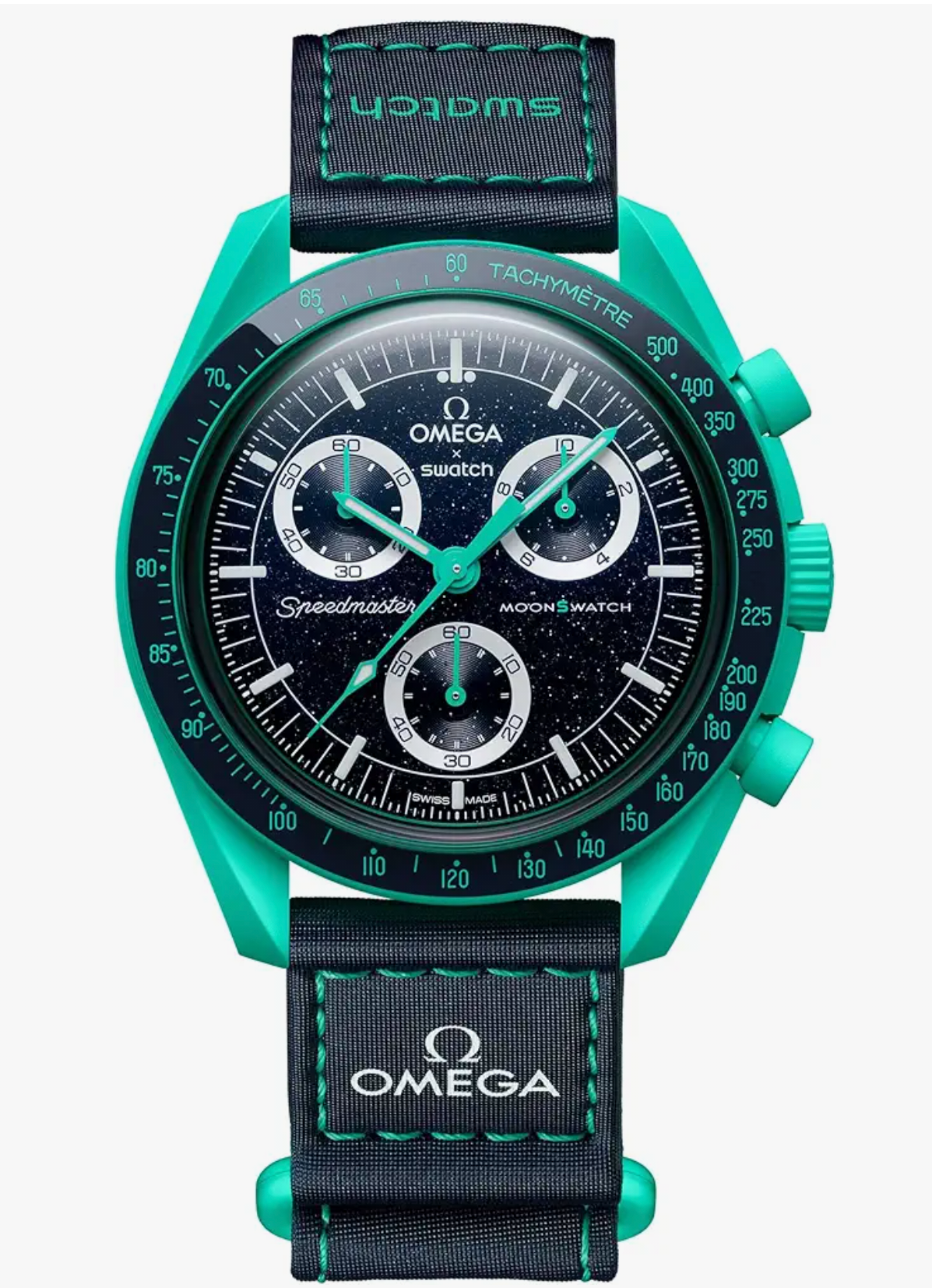 OMEGA X SWATCH MOONSWATCH Mission on earth - polar lights - sky-blue Dial Case/Black Strap Bioceramic