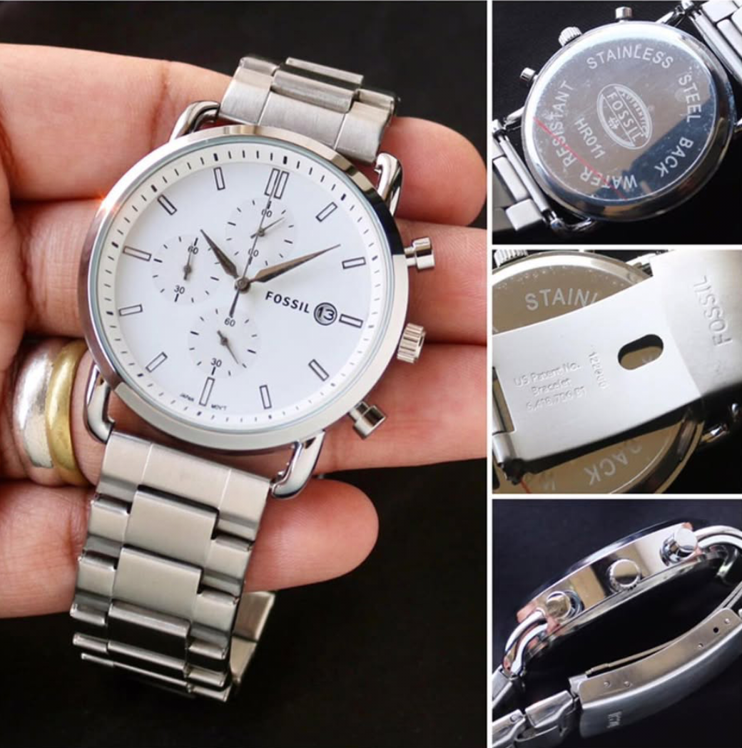 FOSSIL COMMUTER Silver Stainless Steel Strap Watch For Men