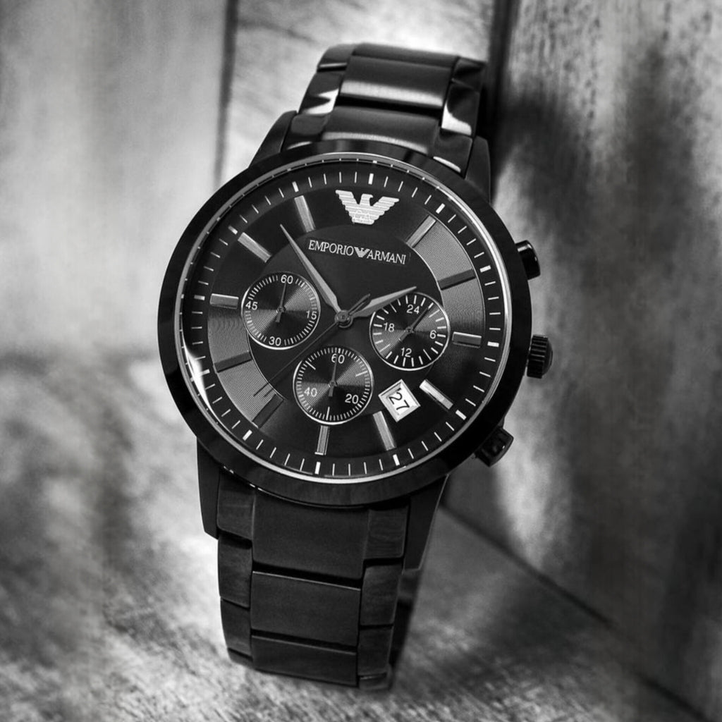 Chronograph Analog Full Black silicon Men's Watch for Man