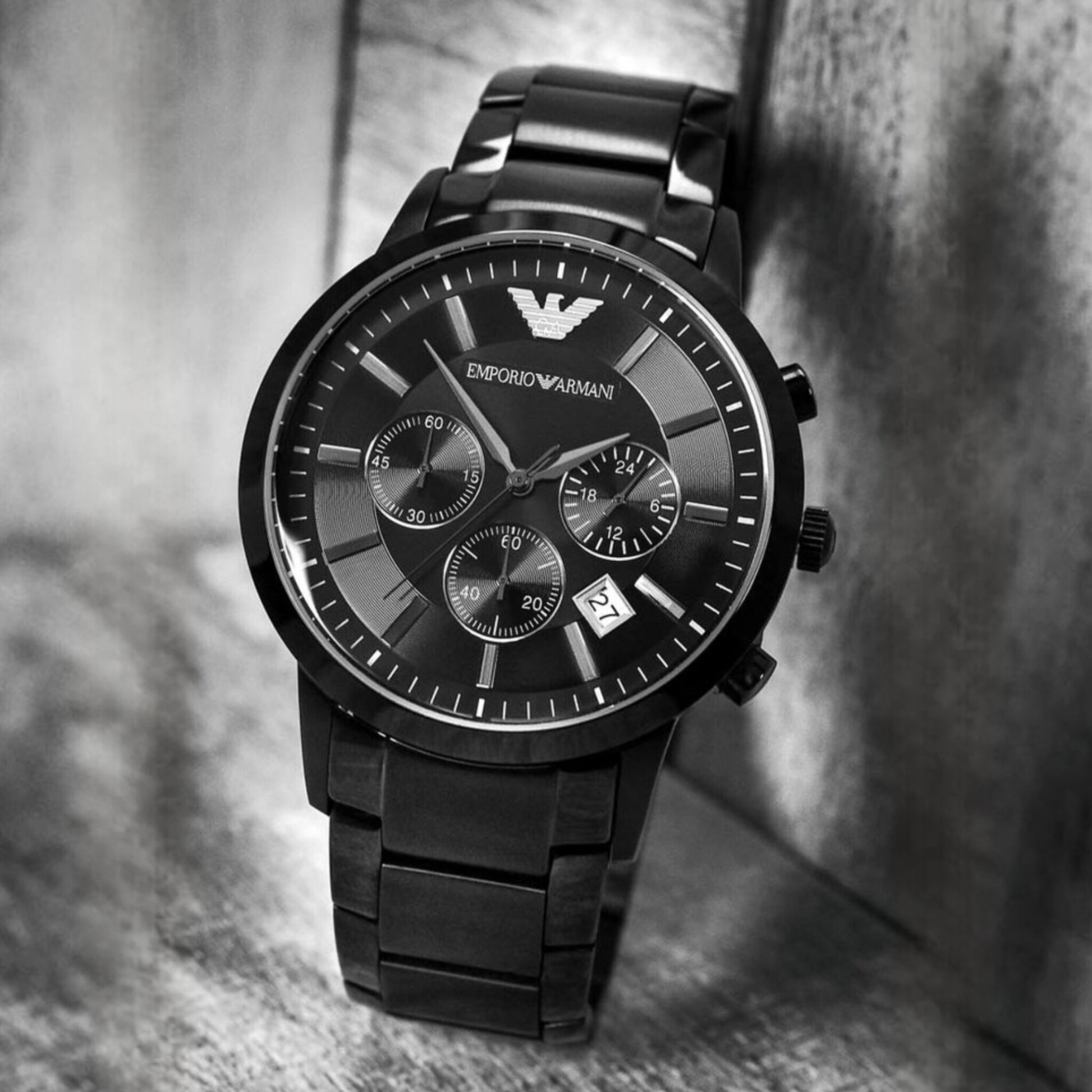 Chronograph Analog Full Black silicon Men's Watch for Man
