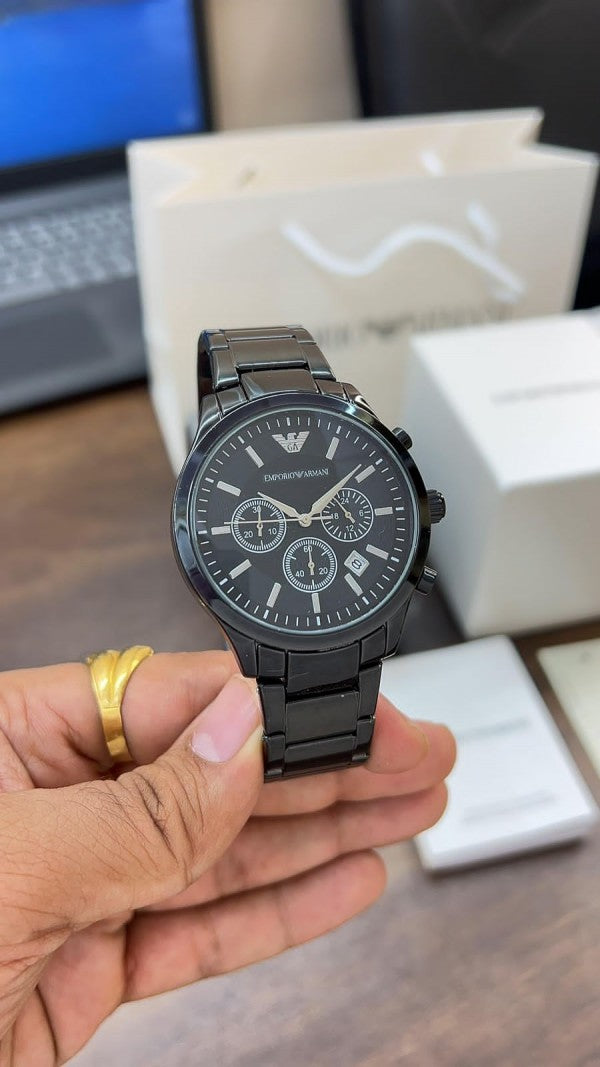 Chronograph Analog Full Black silicon Men's Watch for Man