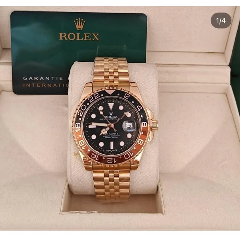 ROLEX GMT MASTER Root Beer with gold chain (Quartz)
