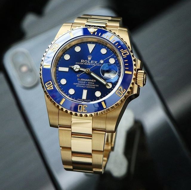Rolex Submariner Blue Dial gold belt (quartz)