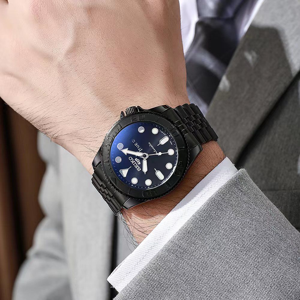 Seiko full black chain belt watch