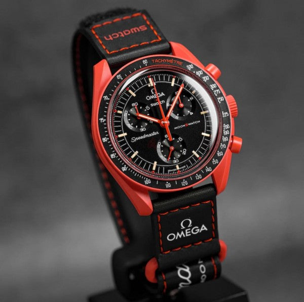 OMEGA X SWATCH MOONSWATCH Mission on earth - lava - orange Dial Case/Black Strap Bioceramic