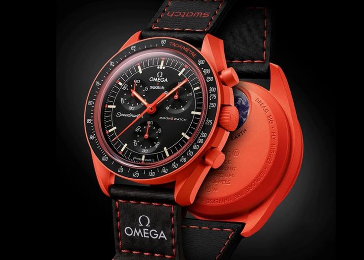 OMEGA X SWATCH MOONSWATCH Mission on earth - lava - orange Dial Case/Black Strap Bioceramic