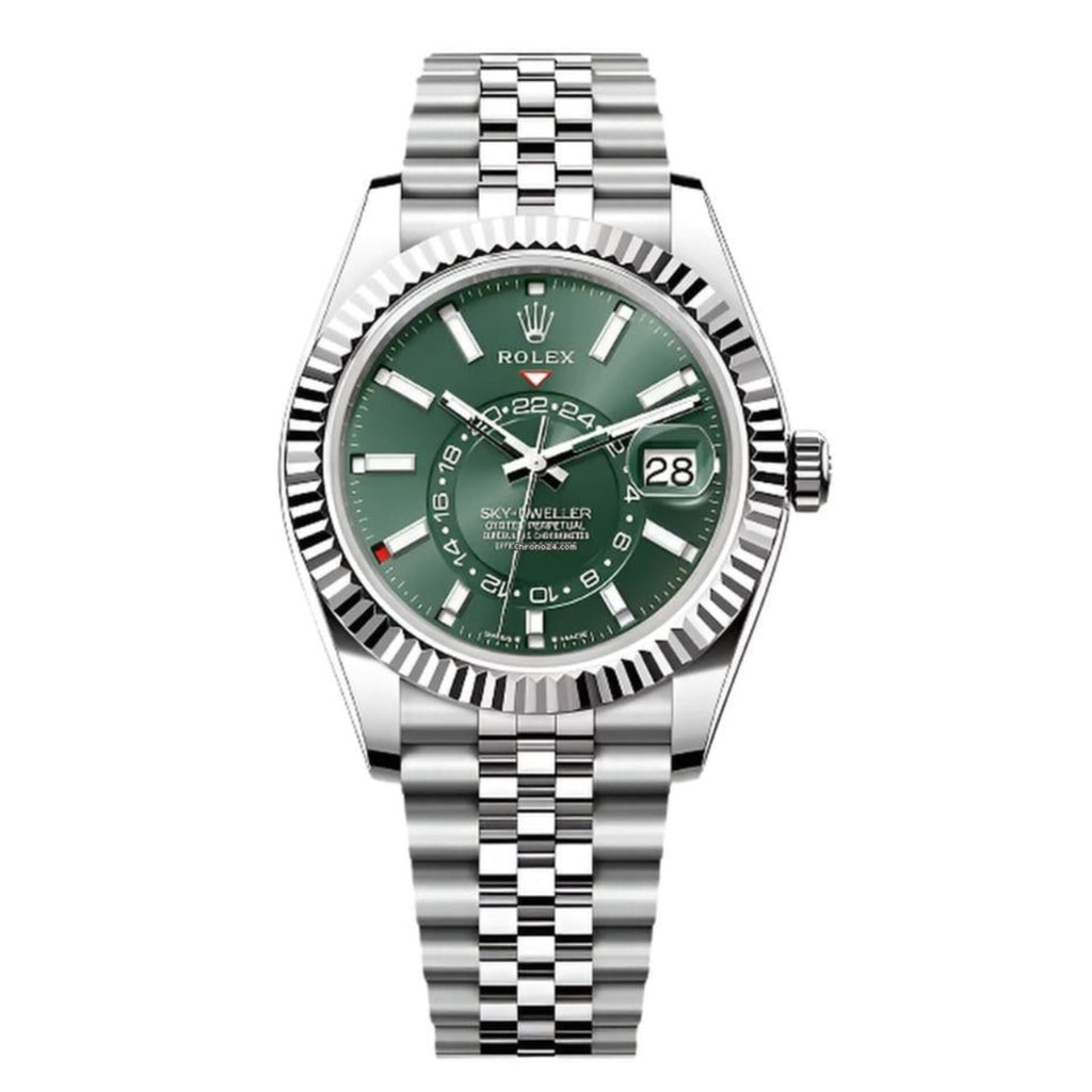 ROLEX Sky-Dweller silver green with jublee belt (cell model)