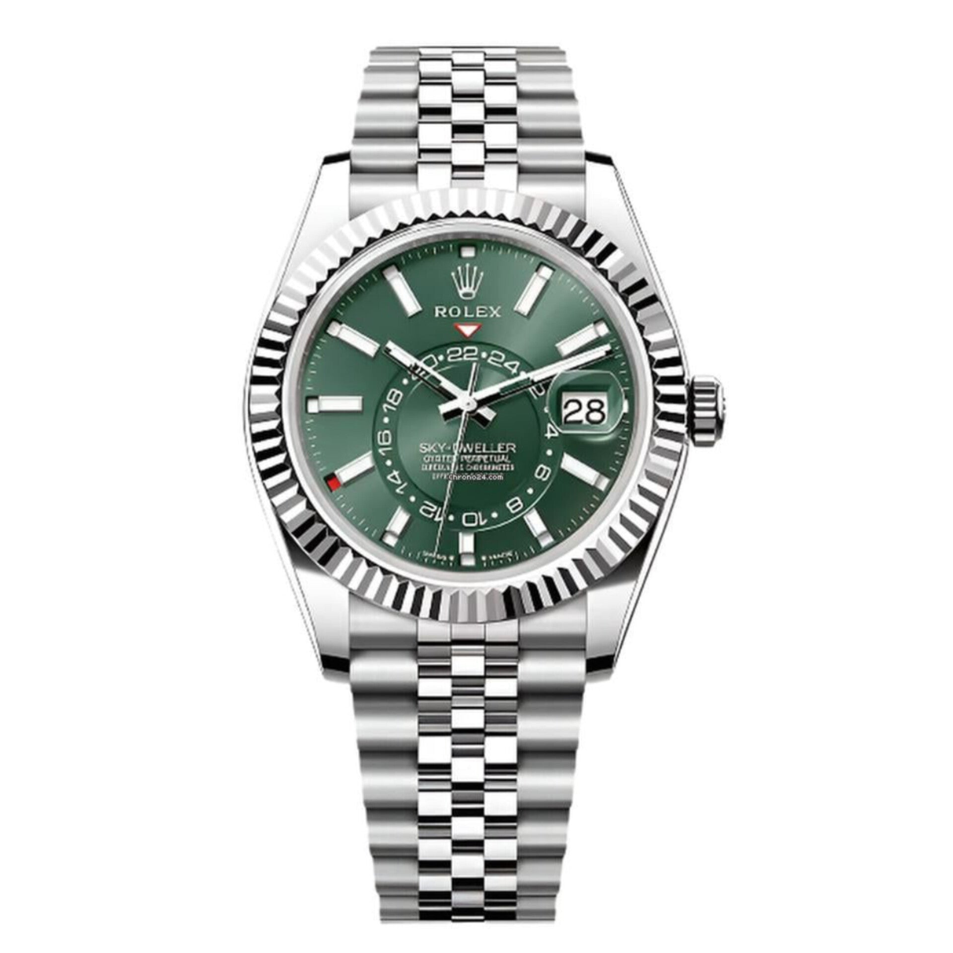 ROLEX Sky-Dweller silver green with jublee belt (cell model)