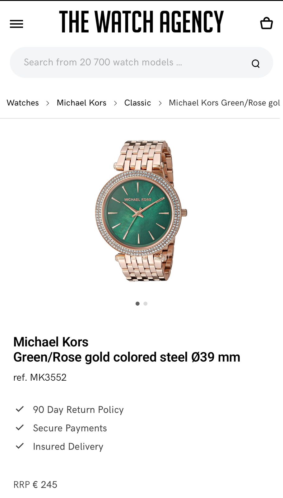 Michael Kors Darcy green watch for ladies