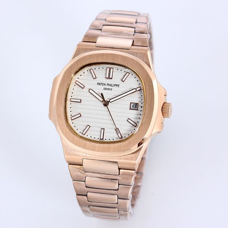 PATEK PHILIPPE Nautilus Mad Watch Qurtz Movement Rose Gold White Dated Watch For Men's